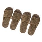 PACKOVE 2 Çift Flop Sandal Sandaletler Açık Burunlu Terlikler Yazlık Sandal Bambu Hasır Terlikler Banyo Ayakkabıları Kahve Ahşap
