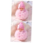 PACKOVE 2 Uyuyan Oyuncak Bebek Anahtarlık Karikatür Kolye Anahtarlık Kadınlar Için Anahtarlıklar Ponpon Bebek Anahtarlık Peluş Çanta Araba Anahtarlık Özlemek Peluş Bebek Cazibe