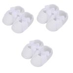 PACKOVE 3 Çift beşik ayakkabı düz ayakkabı hava yatağı yenidoğan ayakkabı oyuncak bebek beşiği kız bebek ayakkabıları dantel ayakkabı yürümeye başlayan çocuk elbise yeni doğan beyaz