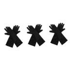 PACKOVE 3 Çift Çocuk Elbise Eldivenleri Kızlar Uzun Eldivenler Siyah Opera Eldivenleri Prenses Kostüm Aksesuarları Çay Partisi Eldivenleri Düğün Eldivenleri Kız Prenses Eldiven Black Saten