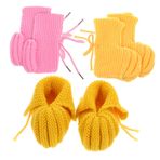 PACKOVE 3 Çift yünlü bebek ayakkabıları yeni doğan örgü patik kız bebek çizmeleri bebek patikleri tığ işi patik yenidoğan kız ayakkabı yenidoğan çorap ayakkabı yenidoğan terlik iplik