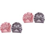 PACKOVE 4 Adet lastik kapağı kışlık şapka yenidoğan bebekler için kaportalar hindistan şapka türban şapkalar saten bone yürümeye başlayan şapka fiyonklu bere ilmek bebek papyon kafa bandı