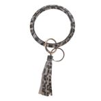 PACKOVE Moda Kadın Anahtarlık Leopar Desenli Pu Deri Bileklik Anahtarlık Anahtarlık Püskül