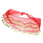 PACKOVE Oryantal dans bel zinciri payet eşarp kıyafet elbise cıngıllı şal kemer kostümler oryantal dans cıngıllı şal dans etekleri pullu cıngıllı şal oryantal dans eteği polyester kırmızı