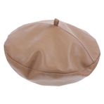 PACKOVE PU Deri Beret Şapka Kadife Beret Şapka kadınlar için bere şapkaları bayan şapkaları ve şapkaları günlük elbise için ressam şapka retro bere şapka kabak
