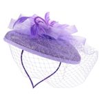 PACKOVE Taklit Keten Abartılı Silindir Şapka Tüy Çiçek Örgü Şapka Gelin Şapkaları Saç Aksesuarları Silindir Şapka Keten Iplik Headdress (sarı) Kadın Modası Abiye Çiçekler Mor,purple Peruk