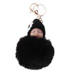 PACKOVE Uyuyan Bebek Anahtarlık Tüylü Charm Anahtarlık Siyah Anahtarlarınızı Düzenleyin Sevimli Tasarım
