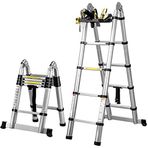 Packtech Alüminyum Çift Yönlü Teleskopik Merdiven (SEÇENEKLİ) (4,4 Metre - 2x7 Basamak)