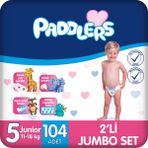 Paddlers Bebek Bezi 5 Numara Junior (11-18 Kg) 52x2 Adet – 2’li Jumbo Set - 12 Saat Kuruluk - 5 Beden (11 - 18 kg)