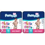 Paddlers Bebek Bezi 7 Numara XX-Large (20-30 Kg) 18 Adet – Eko Paket, Yüksek Emicilik (2 paketi)