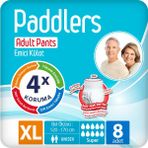Paddlers Yetişkin Hasta Emici Külot Bez X-Large 8 Adet - Koku Kontrollü, Ekstra Kuru Katmanlı - XL
