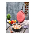 Padella Döküm Granit 28 cm Kapaklı Derin Tava Siyah