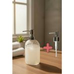 Padilon 500 ml Cam Sıvı Sabunluk Krom başlıklı Sıvı Sabun Dispenseri Yedek Pompa HEDİYELİ