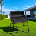 Padilon Kapaklı Kömürlü Mangal Barbekü Krom Kaplama Izgara 90x90x85 cm