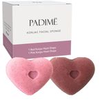padimë 2 adet | Yüz için Konjac Sünger Kalp Süngerleri | Temizleme için Yüz Süngerleri | Kırmızı ve Pembe Stiller | Peeling ve Temizleme için Yüz Scrubber Sünger - Esponjas con forma de Corazon para
