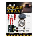 PADRİ Trafik Alet Seti 5li(El Feneri Düz Tornavida Yıldız Tornavida Kombine Pense 7 Çeken Çekme Halatı)