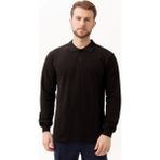 Padus %100 Pamuk Polo Yaka Uzun Kollu T-Shirt Şık ve Konforlu Iş ve Genel Kullanım - Siyah