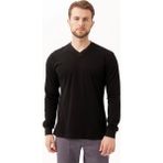 Padus V Yaka Uzun Kollu T-Shirt - Rahat Kesim, Günlük ve Iş Kullanımı Için - Siyah - 2XL