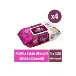 Pafilya PAFILYAORKIDEX4 Orkide Desenli Islak Havlu Mendil 4X120 (480 Yaprak)