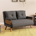 Pafu Keten Koyu Gri Cosmo Yataklı Katlanır İkili Koltuk