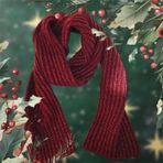 Pafuli Bordo Simli Ribana Örgü Atkı, Akrilik, Uzun Boy 180 cm, Klasik Stil, Kış Koleksiyonu, Unisex Yetişkin
