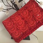 Pafuli El Yapımı Etnik Clutch Çanta Kırmızı