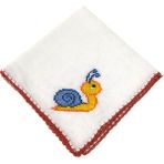 Pafuli Kuti's Işlemeli Bebek Ağız Mendili Sarı Salyangoz - Yenidoğan - Beyaz
