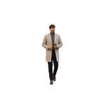 Pagano Erkek Bej Ceket Yaka Slim Fit Kaşe Kaban Bej 48