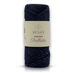 Paillette Pullu Polyester Makrome İpi Polyester Makrome İp Supla İpi Pullu Çanta İpliği Lacivert