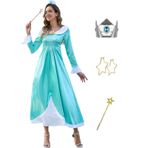 PAINEOMN Prenses elbise kadınlar için cadılar bayramı prenses Cosplay kostüm taç küpe eldiven seti yetişkin fantezi elbise takım elbise, Rosalina 1, XXL