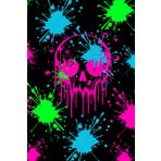 Paintball neon ink splatter with dripping skull 6x9 black journal with lined notebook pages