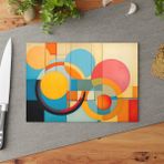 Painted Anarchy Dinamik Geometrik Tasarım Temperli Cam Kesme Tahtası - Şık ve Dayanıklı