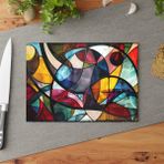 Painted Anarchy Geometrik Cam Kesme Tahtası - Şık , Kaymaz ve Çizilmez Temperli Cam, Kolay Temizlenen Yüzey
