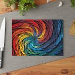 Painted Anarchy Geometrik Cam Kesme Tahtası - Şık Tasarım, Temperli Cam, Kaymaz Yüzey, Çizilmez - Kolay Temizlenen
