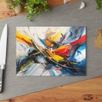 Painted Anarchy Geometrik Dokulu Temperli Cam Kesme Tahtası Seti - Şık, Dayanıklı, Kolay Temizlenen
