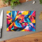 Painted Anarchy Geometrik Dokulu Temperli Cam Kesme Tahtası Seti - Şık, Dayanıklı