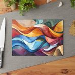 Painted Anarchy Geometrik Şekilli Temperli Cam Kesme Tahtası - Şık Tasarım, Kaymaz Yüzey, Çizilmez,