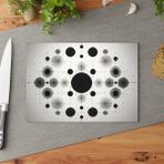 Painted Anarchy Geometrik Soyut Doku Tasarımlı Temperli Cam Kesme Tahtası - Şık Kaymaz Yüzey, Çizilmez,