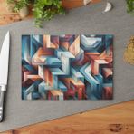 Painted Anarchy Modern Geometrik Cam Kesme Tahtası - Şık Tasarım, Temperli Cam, Kaymaz Yüzey, Çizilmez