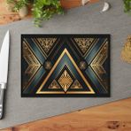 Painted Anarchy Renkli Geometrik Temperli Cam Kesme Tahtası - Şık, Çizilmez - Kaymaz Yüzey -