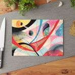 Painted Anarchy Şık Geometrik Dokulu Yüzeyli Temperli Cam Kesme Tahtası - Şık ve Dayanıklı