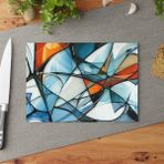 Painted Anarchy Şık Geometrik Tasarım Temperli Cam Kesme Tahtası Kolay Temizlenen