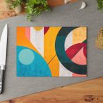 Painted Anarchy Şık Geometrik Temperli Cam Kesme Tahtası - Şık Tasarım, Kaymaz Yüzey, Çizilmez -