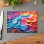 Painted Anarchy Şık Kalın Çizgiler Temperli Cam Kesme Tahtası - Çizilmez, Kaymaz Yüzey, Kolay Temizlenebilir