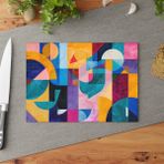 Painted Anarchy Zarif Geometrik Cam Kesme Tahtası - Şık Kaymaz Yüzey, Çizilmez, - Dayanıklı Kesim Için