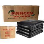 Pakçev 20 kg 80x110 cm Jumbo Boy Kalın Siyah Dökme Çöp Poşeti