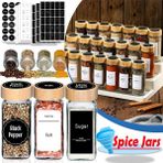 Paket Bir Cam 4 Paket Etiketli Baharat Kavanozları 4 Oz Cam Bambu Kapaklı Baharat Kapları Mutfak Baharat Kavanozları Dolap Çekmece Baharat Şişesi (Yurt Dışından) - Pepper Shakers - Renkli