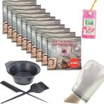 Paket Hamam Otu Toz Tüy Dökücü Banyo Seti 10 Adet Fırça, Tarak, Boya Kabı ve Hamam Kesesi ile