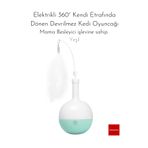 PAKEWAY Elektrikli 360° Kendi Etrafında Dönen Devrilmez Kedi Oyuncağı - Mama Besleyici Işlevine Sahip -yeşil