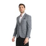 Pakito Erkek Siyah Ekose Slim Fit Mono Yaka Spor Blazer Ceket Siyah 50